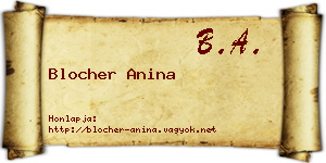 Blocher Anina névjegykártya